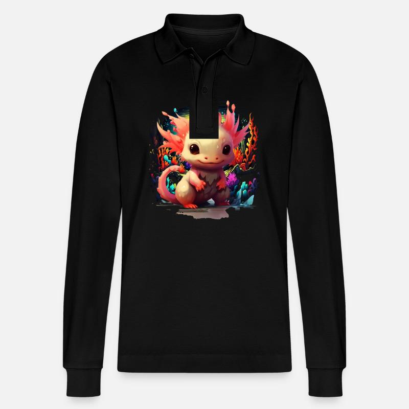 Axolotl - Stanley/Stella Unisex Bio-Langarm-Poloshirt Prepster - Schwarz
