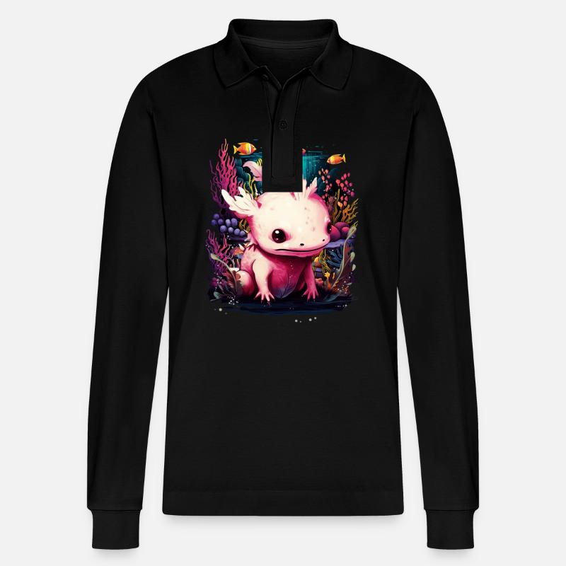 Axolotl - Stanley/Stella Unisex Bio-Langarm-Poloshirt Prepster - Schwarz