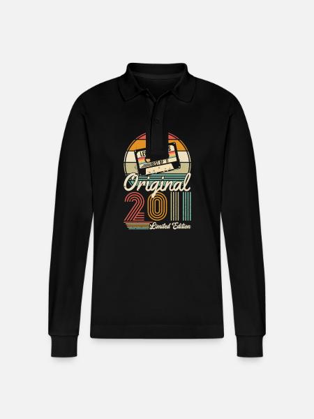 2011 - Born in 2011 - Stanley/Stella Organic Unisex Long-Sleeved Polo Shirt Prepster - black