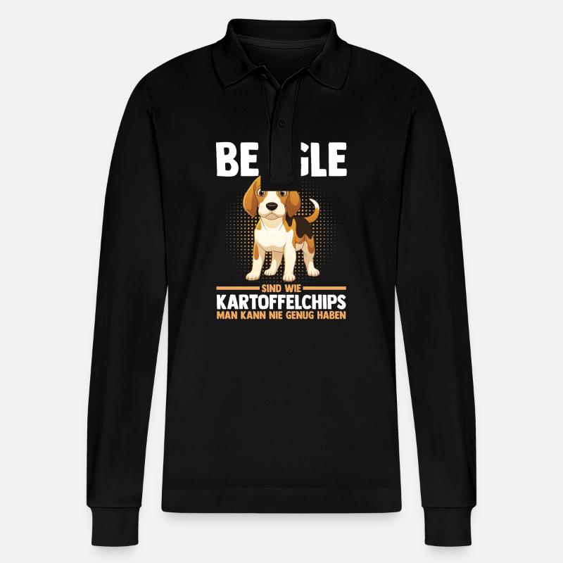 Hund Beagle - Stanley/Stella Unisex Bio-Langarm-Poloshirt Prepster - Schwarz