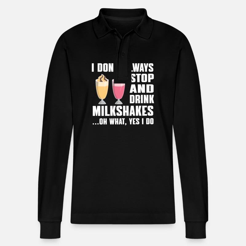Milchshake Geschenkidee - Stanley/Stella Unisex Bio-Langarm-Poloshirt Prepster - Schwarz