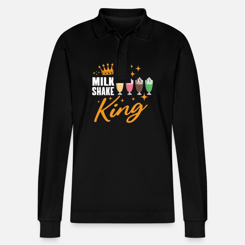 Milkshake König - Stanley/Stella Unisex Bio-Langarm-Poloshirt Prepster - Schwarz