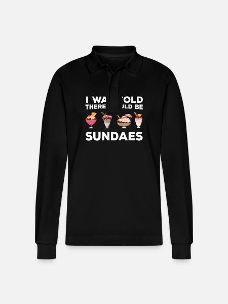 Funny Sundae Saying - Stanley/Stella Organic Unisex Long-Sleeved Polo Shirt Prepster - black