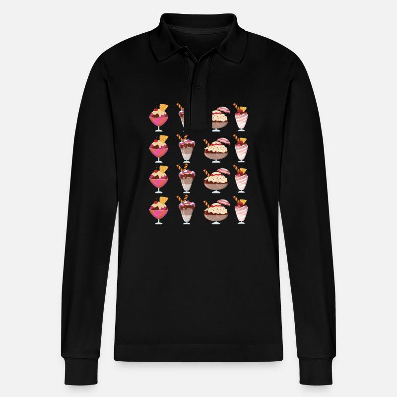 Auswahl An Eisbechern - Stanley/Stella Unisex Bio-Langarm-Poloshirt Prepster - Schwarz