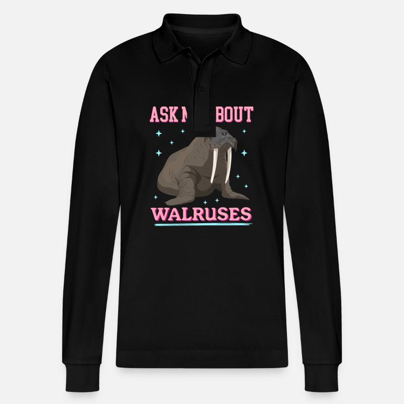 Walross Walroß Walrus Walrosse Geschenk - Stanley/Stella Unisex Bio-Langarm-Poloshirt Prepster - Schwarz