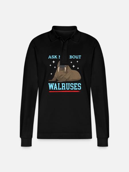 Walrus Walrus Gift - Stanley/Stella Organic Unisex Long-Sleeved Polo Shirt Prepster - black