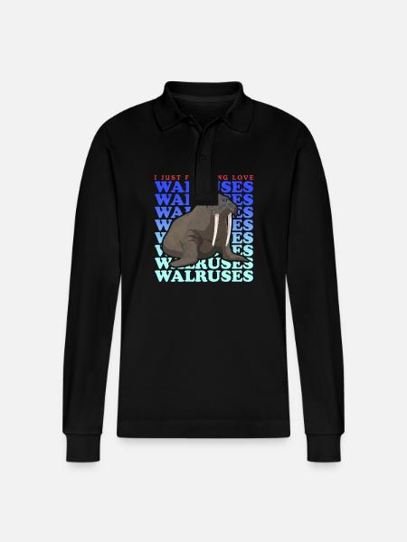 Walrus Walrus Gift - Stanley/Stella Organic Unisex Long-Sleeved Polo Shirt Prepster - black