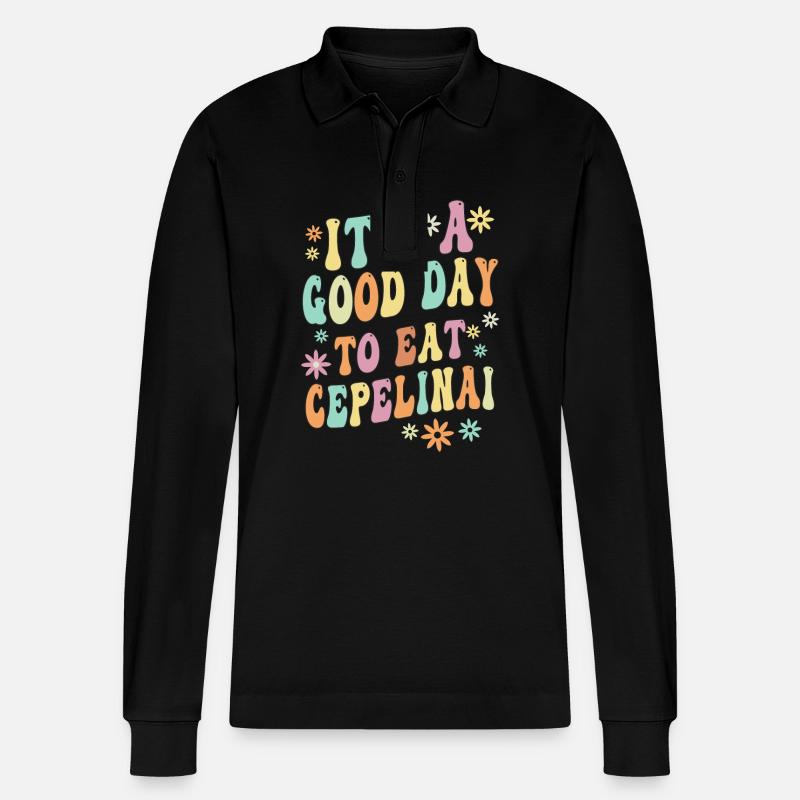 Cepelinai Sprichwort - Stanley/Stella Unisex Bio-Langarm-Poloshirt Prepster - Schwarz