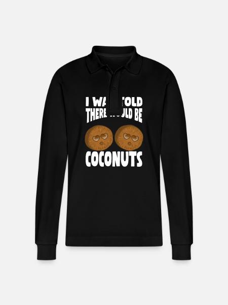 Funny Coconut Shirt - Stanley/Stella Organic Unisex Long-Sleeved Polo Shirt Prepster - black