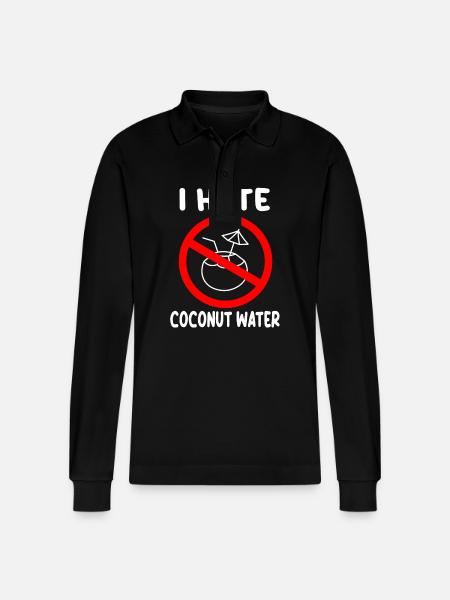 I hate coconut water - Stanley/Stella Organic Unisex Long-Sleeved Polo Shirt Prepster - black