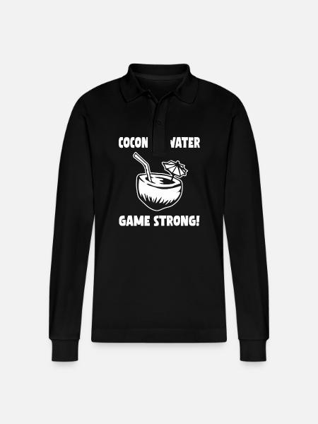 Coconut Water Game Strong - Stanley/Stella Organic Unisex Long-Sleeved Polo Shirt Prepster - black