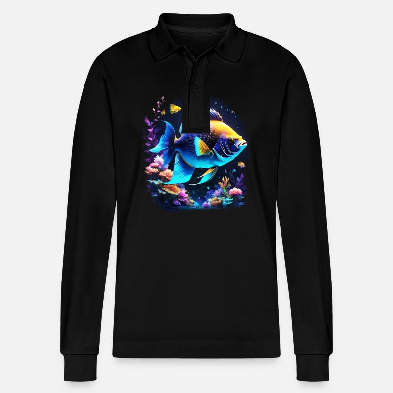 Angelfish - Polo à manches longues bio PREPSTER Stanley/Stella Unisexe - noir