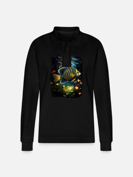 Angelfish - Stanley/Stella Organic Unisex Long-Sleeved Polo Shirt Prepster - black