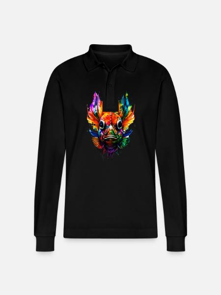Angelfish - Stanley/Stella Organic Unisex Long-Sleeved Polo Shirt Prepster - black
