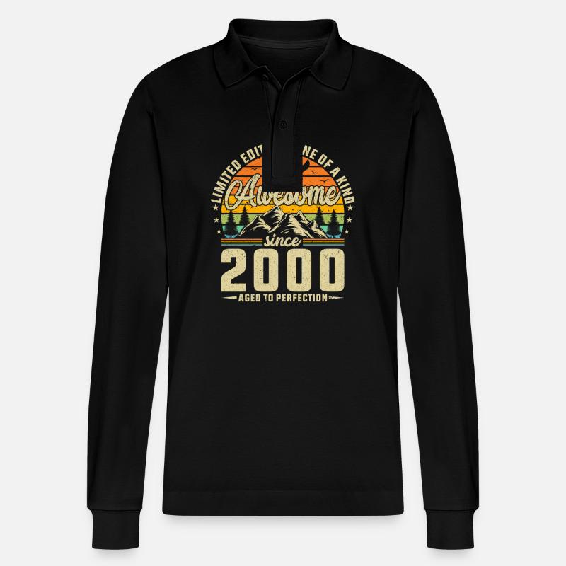 Millésime 2000 : Anniversaire légendaire - Polo à manches longues bio PREPSTER Stanley/Stella Unisexe - noir