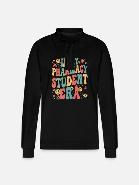 Pharmacy student - Stanley/Stella Organic Unisex Long-Sleeved Polo Shirt Prepster - black