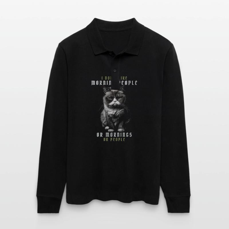 Ich mag keine Morgenmenschen oder Morgenmenschen oder Menschen Stanley/Stella Unisex Bio-Langarm-Poloshirt Prepster