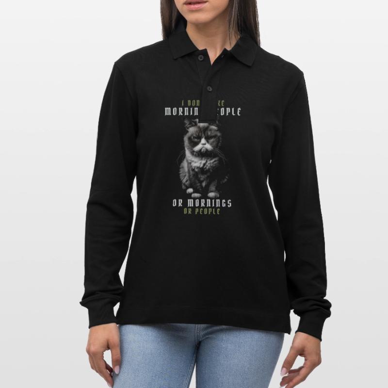 Ich mag keine Morgenmenschen oder Morgenmenschen oder Menschen Stanley/Stella Unisex Bio-Langarm-Poloshirt Prepster