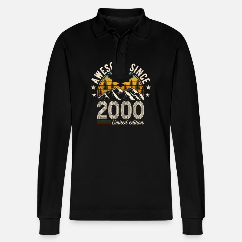 Légende du millésime 2000 - Polo à manches longues bio PREPSTER Stanley/Stella Unisexe - noir