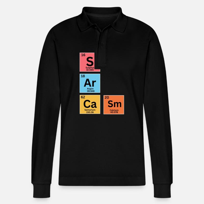 Sarkasmus Periodensystem - Stanley/Stella Unisex Bio-Langarm-Poloshirt Prepster - Schwarz