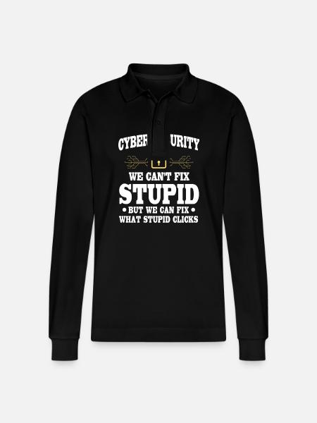 CybersiFunny Cyber Security Saying - Stanley/Stella Organic Unisex Long-Sleeved Polo Shirt Prepster - black