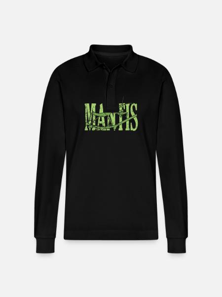 Mantis Insect - Stanley/Stella Organic Unisex Long-Sleeved Polo Shirt Prepster - black