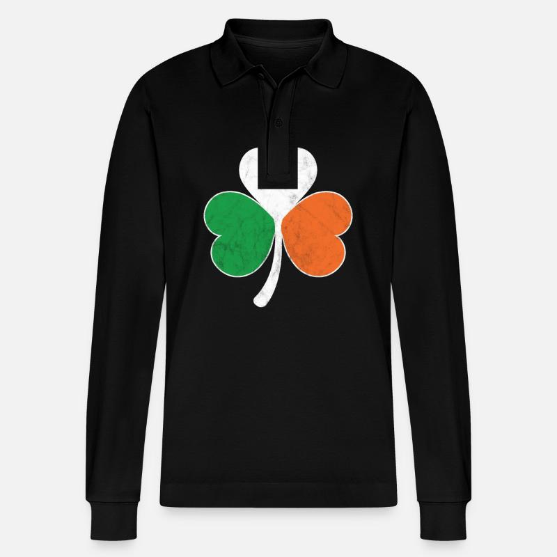 Trèfle du drapeau irlandais - Polo à manches longues bio PREPSTER Stanley/Stella Unisexe - noir