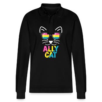 Ally Cat Pansexual Stuff Pan Pride Flag LGBTQ - Polo à manches longues bio PREPSTER Stanley/Stella Unisexe - noir - Devant - Anna (173cm) & Nico (186cm)