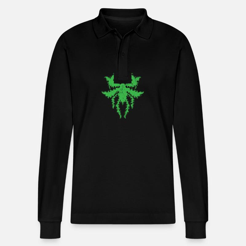 Pattern in praying mantis shape - Stanley/Stella Organic Unisex Long-Sleeved Polo Shirt Prepster - black