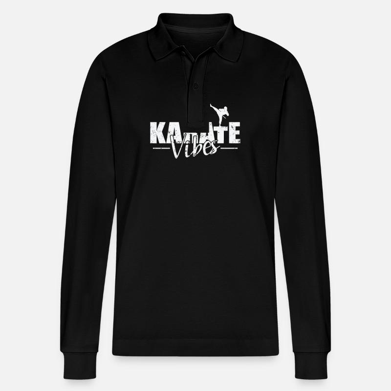 Karate Vibes - Stanley/Stella Unisex Bio-Langarm-Poloshirt Prepster - Schwarz