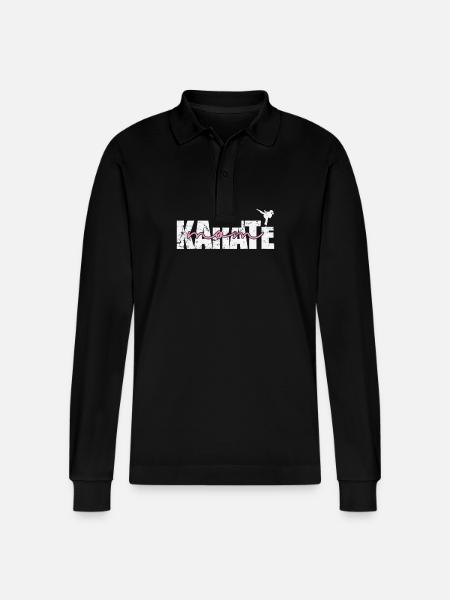 Karate Mom - Stanley/Stella Organic Unisex Long-Sleeved Polo Shirt Prepster - black