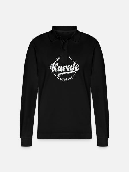 Living that Karate ... - Stanley/Stella Organic Unisex Long-Sleeved Polo Shirt Prepster - black