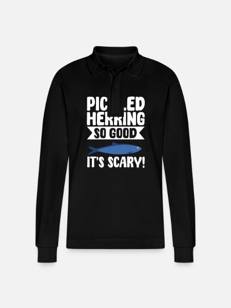eFunny Pickled Herring Gift Idea - Stanley/Stella Organic Unisex Long-Sleeved Polo Shirt Prepster - black