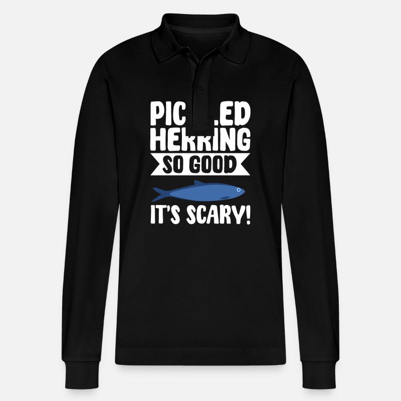 eLustiger Eingelegter Hering Geschenkidee - Stanley/Stella Unisex Bio-Langarm-Poloshirt Prepster - Schwarz
