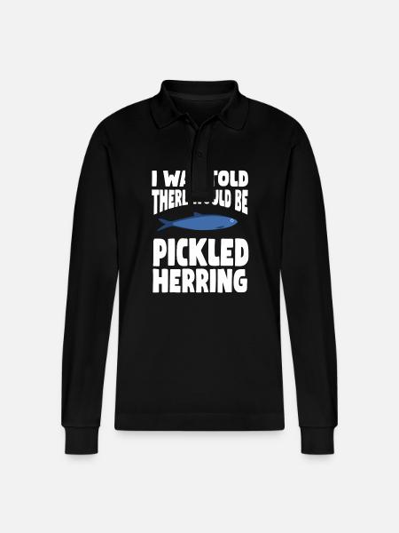 Pickled herring design - Stanley/Stella Organic Unisex Long-Sleeved Polo Shirt Prepster - black