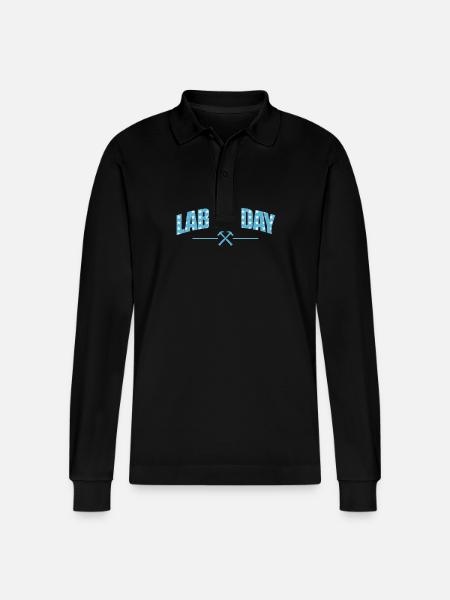 Labor Day USA - Stanley/Stella Organic Unisex Long-Sleeved Polo Shirt Prepster - black