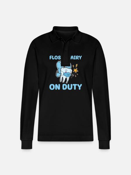 ZaCute Dentist Clothing - Stanley/Stella Organic Unisex Long-Sleeved Polo Shirt Prepster - black