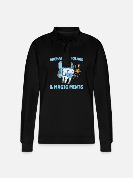 Pediatric Dentist Design - Stanley/Stella Organic Unisex Long-Sleeved Polo Shirt Prepster - black
