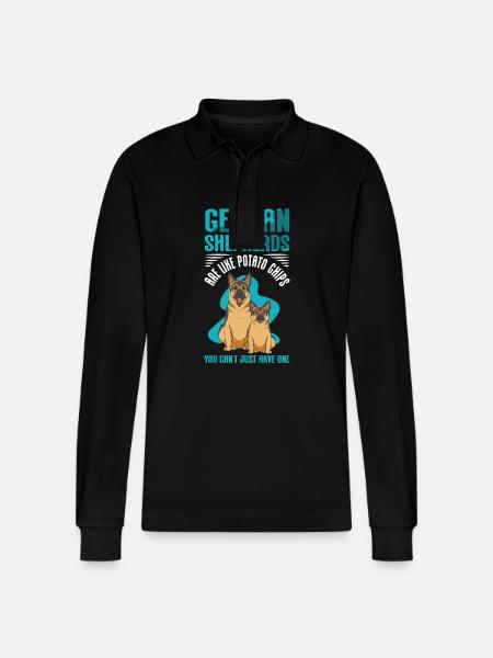 German Shepherds German Shepherd Gift - Stanley/Stella Organic Unisex Long-Sleeved Polo Shirt Prepster - black