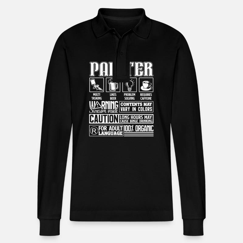 Painter Painter Solve Problems - Stanley/Stella Organic Unisex Long-Sleeved Polo Shirt Prepster - black