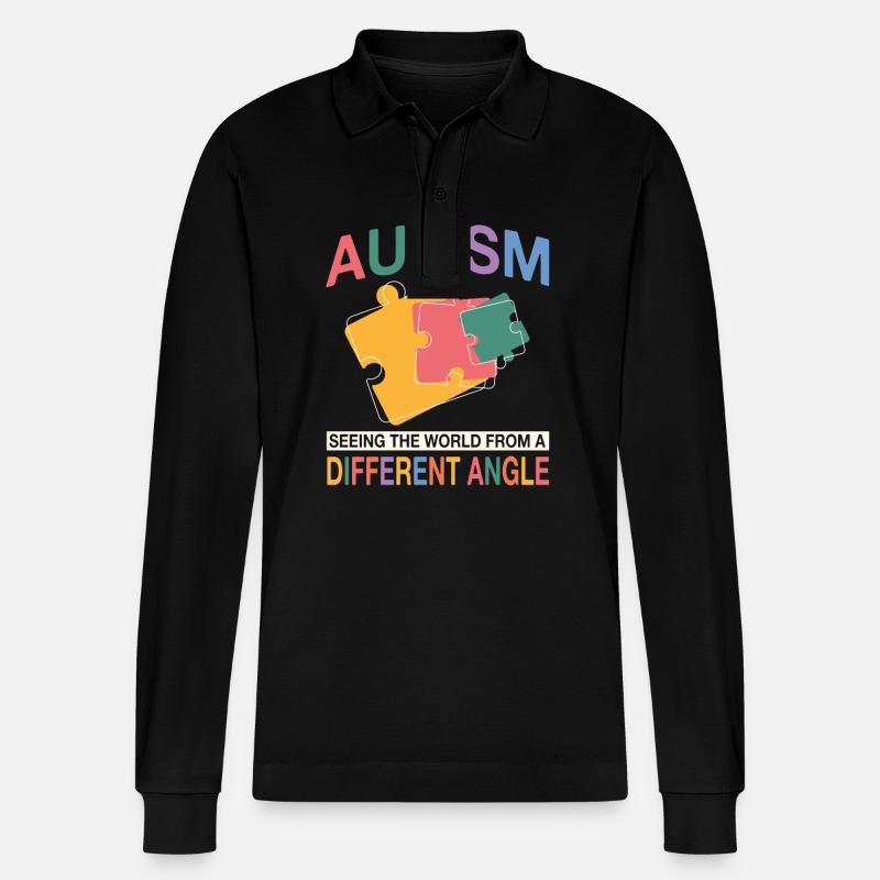 Autismus Unterstützung Design - Stanley/Stella Unisex Bio-Langarm-Poloshirt Prepster - Schwarz
