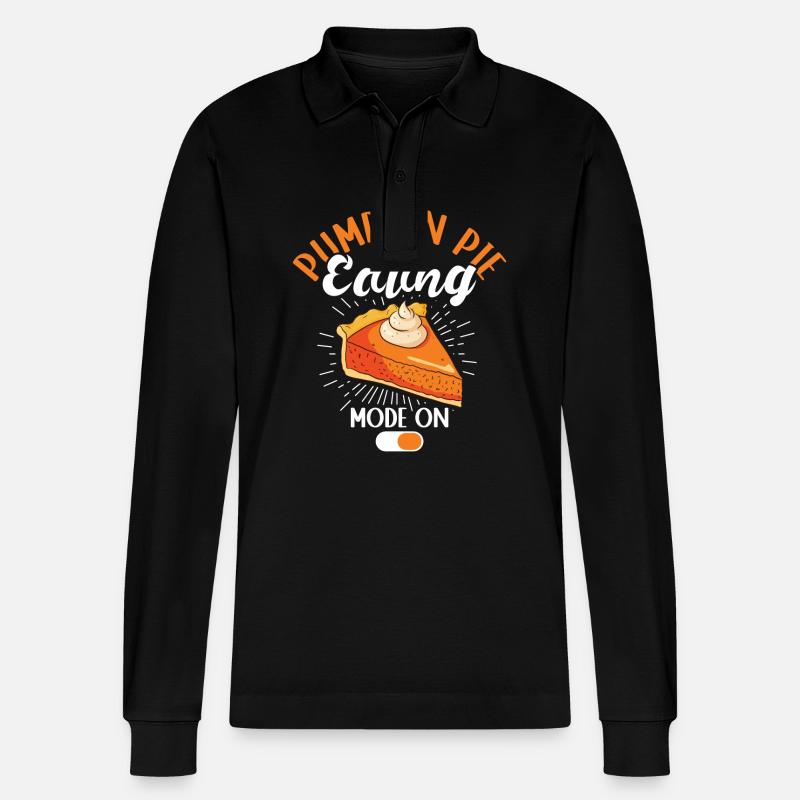 Pumpkin Pie Kürbiskuchen Geschenk - Stanley/Stella Unisex Bio-Langarm-Poloshirt Prepster - Schwarz