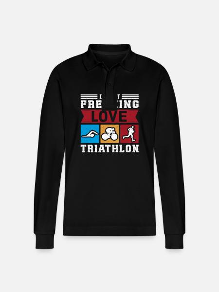 Triathlon Triathletes Athletes Triathlete Gift - Stanley/Stella Organic Unisex Long-Sleeved Polo Shirt Prepster - black