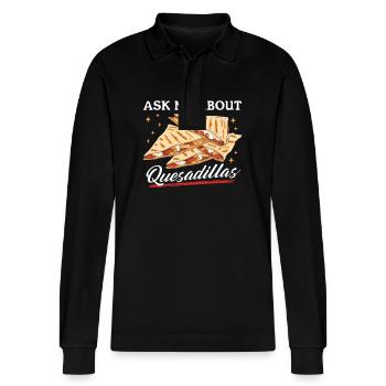 Quesadilla Tortillas Quesadillas Gift - Stanley/Stella Organic Unisex Long-Sleeved Polo Shirt Prepster - black - Front - Anna (173cm) & Nico (186cm)