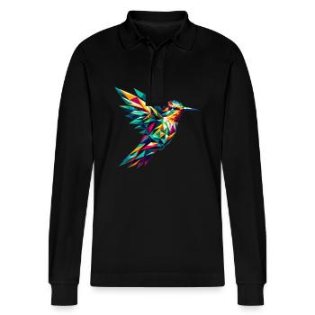 Colibri dans la représentation polygonale - Polo à manches longues bio PREPSTER Stanley/Stella Unisexe - noir - Devant - Anna (173cm) & Nico (186cm)