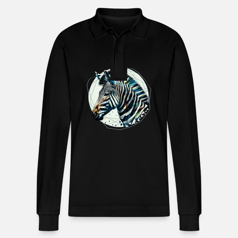 Zebra in Polygonendarstellung - Stanley/Stella Unisex Bio-Langarm-Poloshirt Prepster - Schwarz