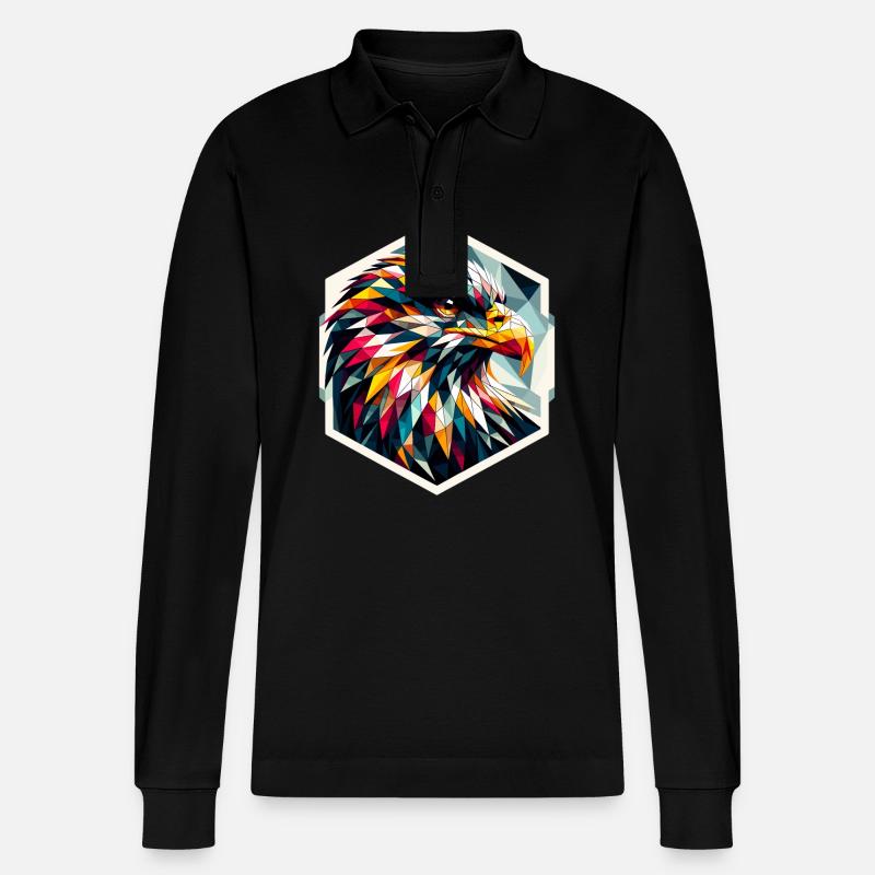 Seeadler in Polygonendarstellung - Stanley/Stella Unisex Bio-Langarm-Poloshirt Prepster - Schwarz