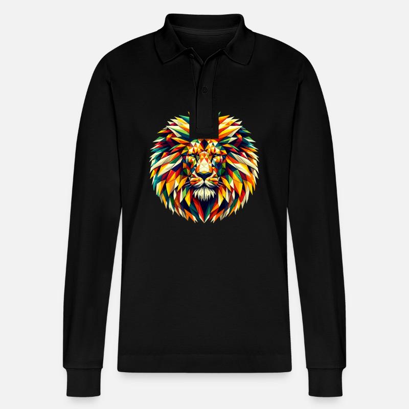 Lion dans l’illustration polygonale - Polo à manches longues bio PREPSTER Stanley/Stella Unisexe - noir