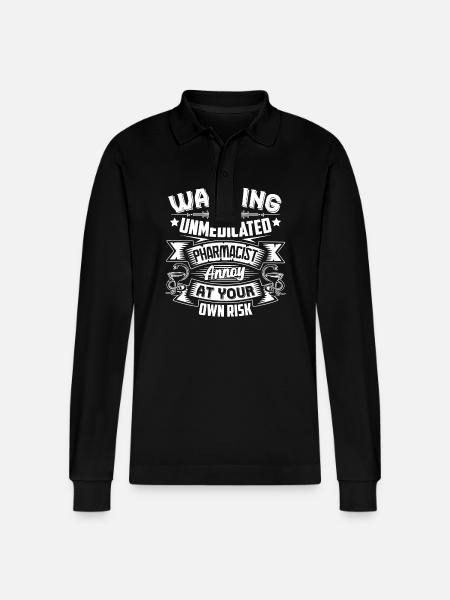 Pharmacist Pharmacist Warning - Stanley/Stella Organic Unisex Long-Sleeved Polo Shirt Prepster - black