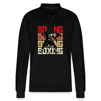 Boxing - Stanley/Stella Organic Unisex Long-Sleeved Polo Shirt Prepster - black - Front - Anna (173cm) & Nico (186cm)